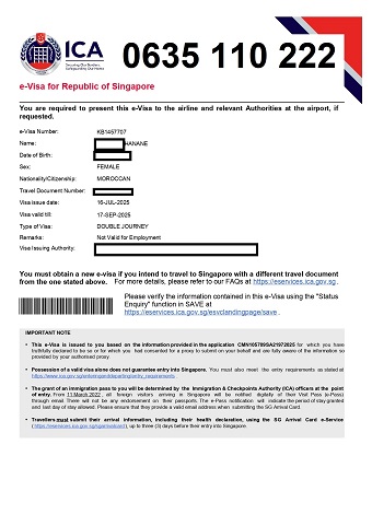SINGAPOR VISA