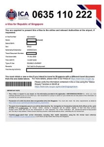 VISA SINGAPOUR