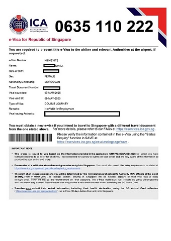 VISA SINGAPOUR MAROC