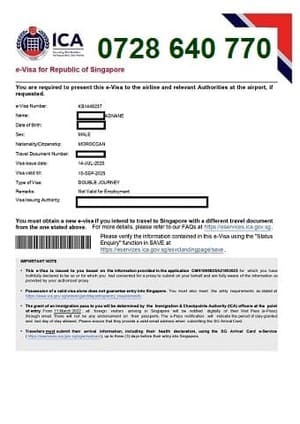 VISA SINGAPOUR