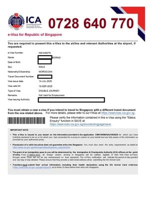 VISA SINGAPOUR POUR MAROCAINS